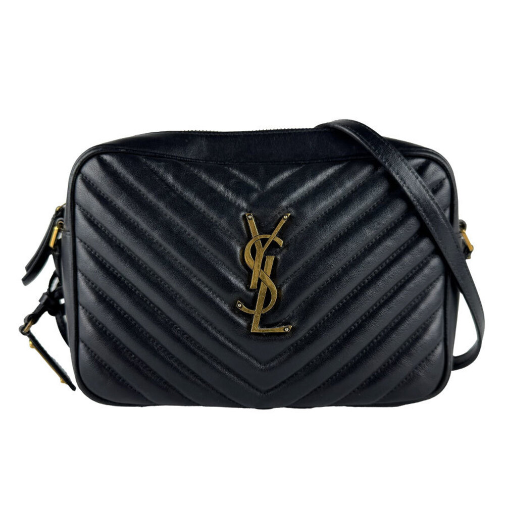 Saint Laurent crossbody shoulder bag, leather, black and gold, women's, z10854